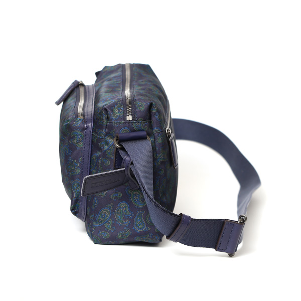 ショルダーバッグ おしゃれ ナイロン ペイズリー柄 ブランド イタリア リモンタナイロン 上品 カジュアル ブルー ネイビー 青色 男女兼用 メンズ 斜め掛け ボディバッグ 総柄 日本製 高級 鞄 ボーデッサン(BEAU DESSIN) DP2962