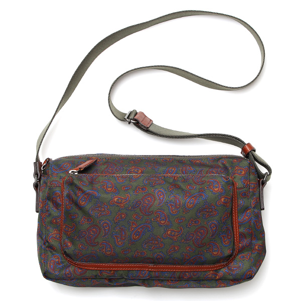 ボーデッサン(BEAU DESSIN) リモンタナイロン ペイズリー柄 ショルダーバッグ カーキ
