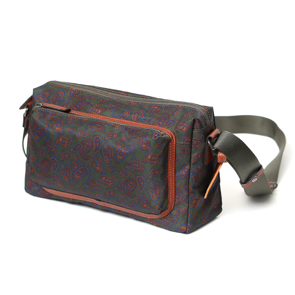 ショルダーバッグ おしゃれ ナイロン ペイズリー柄 ブランド イタリア リモンタナイロン 上品 カジュアル グリーン 緑色 男女兼用 メンズ 斜め掛け ボディバッグ 総柄 日本製 高級 鞄 ボーデッサン(BEAU DESSIN) DP2962