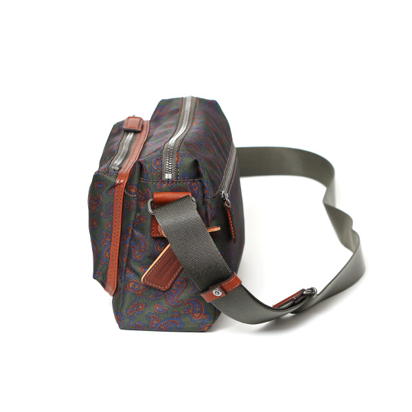 ショルダーバッグ おしゃれ ナイロン ペイズリー柄 ブランド イタリア リモンタナイロン 上品 カジュアル グリーン 緑色 男女兼用 メンズ 斜め掛け ボディバッグ 総柄 日本製 高級 鞄 ボーデッサン(BEAU DESSIN) DP2962