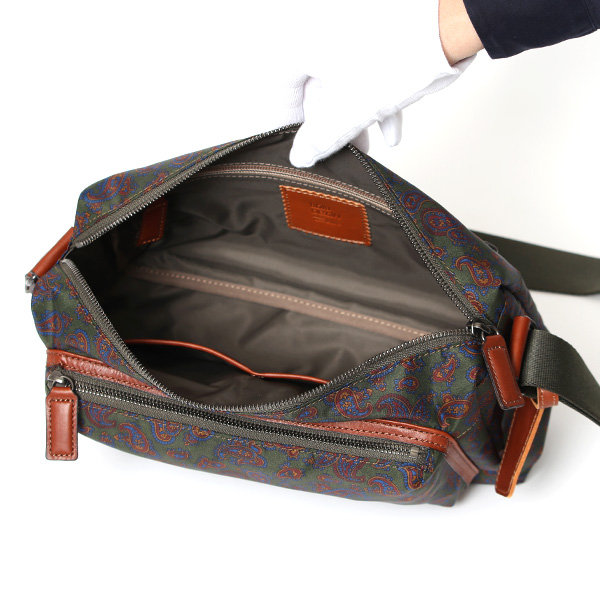 ショルダーバッグ おしゃれ ナイロン ペイズリー柄 ブランド イタリア リモンタナイロン 上品 カジュアル グリーン 緑色 男女兼用 メンズ 斜め掛け ボディバッグ 総柄 日本製 高級 鞄 ボーデッサン(BEAU DESSIN) DP2962