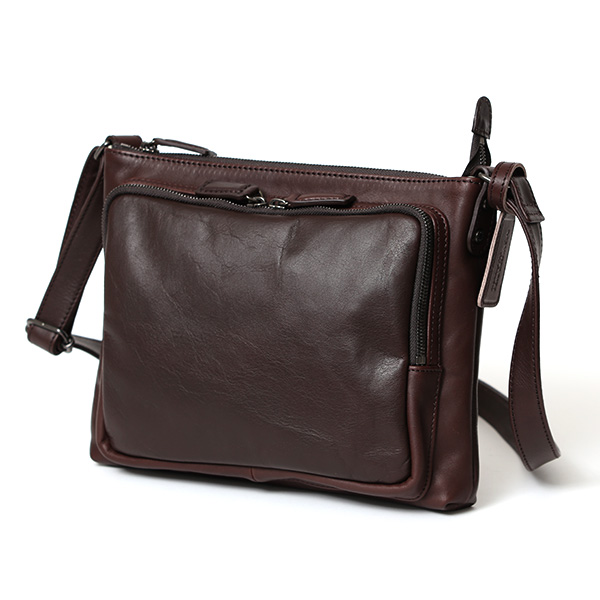  ショルダーバッグ 革 メンズ レザー 斜め掛け メッセンジャーバッグ 薄マチ レディース サコッシュ 鞄 ダークブラウン ブラウン 茶 茶色 プレゼント 男性 丈夫 軽い 30代 40代 50代 普段使い 送料無料 ボーデッサン(BEAU DESSIN) PK2945