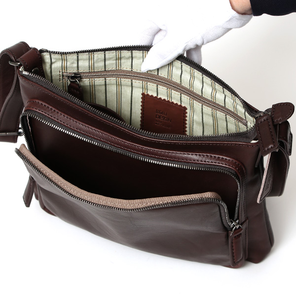  ショルダーバッグ 革 メンズ レザー 斜め掛け メッセンジャーバッグ 薄マチ レディース サコッシュ 鞄 ダークブラウン ブラウン 茶 茶色 プレゼント 男性 丈夫 軽い 30代 40代 50代 普段使い 送料無料 ボーデッサン(BEAU DESSIN) PK2945