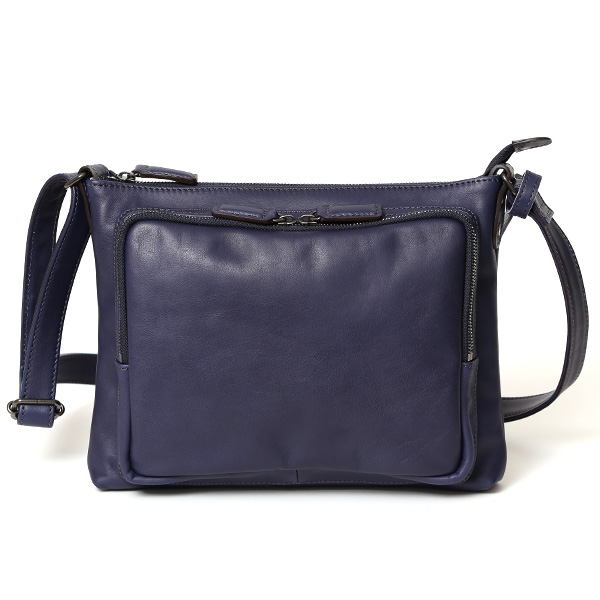 ボーデッサン(BEAU DESSIN) ピケットレザー ショルダーバッグ ネイビー