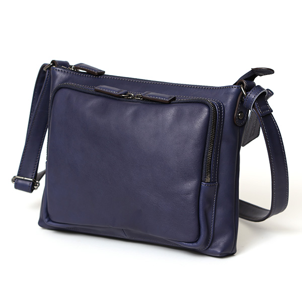 ショルダーバッグ 革 メンズ レザー 斜め掛け メッセンジャーバッグ 薄マチ レディース サコッシュ 鞄 ブルー ネイビー 青色 プレゼント 男性 丈夫 軽い 30代 40代 50代 普段使い 送料無料 ボーデッサン(BEAU DESSIN) PK2945