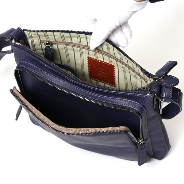 ショルダーバッグ 革 メンズ レザー 斜め掛け メッセンジャーバッグ 薄マチ レディース サコッシュ 鞄 ブルー ネイビー 青色 プレゼント 男性 丈夫 軽い 30代 40代 50代 普段使い 送料無料 ボーデッサン(BEAU DESSIN) PK2945