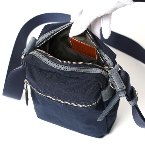 ミニショルダー バッグ 縦型 レディース メンズ ナイロン サコッシュ 軽量 斜め掛け バッグ 小さめ 革 鞄 ブルー ネイビー 青色 ショルダーバッグ 男女兼用 スマホポーチ ギフト ブランド 日本製 ボーデッサン(BEAU DESSIN) ZC2929