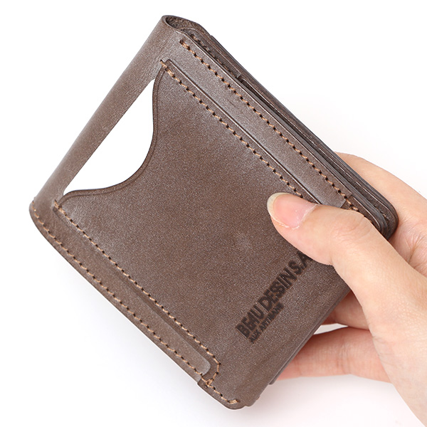  ボーデッサン(BEAU DESSIN) 本革 ミニ財布 二つ折り 日本製 レザー 財布 グレー グレイ 灰色 メンズ レディース 二つ折り フルタンニン鞣し ミニ財布 小銭入れあり 小型 小さい 国産 ブランド 男性 女性 プレゼント ユニセックス ギフト