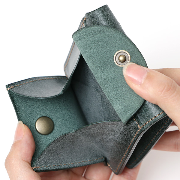  ボーデッサン(BEAU DESSIN) 本革 ミニ財布 二つ折り 日本製 レザー 財布 グリーン 緑色 メンズ レディース 二つ折り フルタンニン鞣し ミニ財布 小銭入れあり 小型 小さい 国産 ブランド 男性 女性 プレゼント ユニセックス ギフト