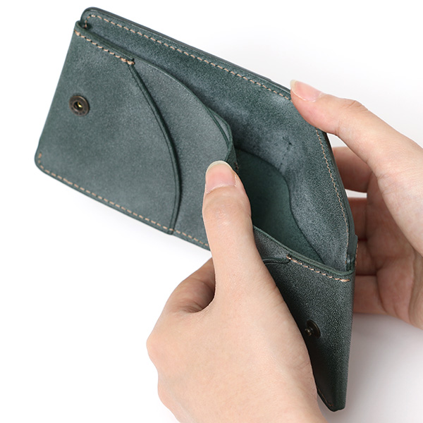  ボーデッサン(BEAU DESSIN) 本革 ミニ財布 二つ折り 日本製 レザー 財布 グリーン 緑色 メンズ レディース 二つ折り フルタンニン鞣し ミニ財布 小銭入れあり 小型 小さい 国産 ブランド 男性 女性 プレゼント ユニセックス ギフト