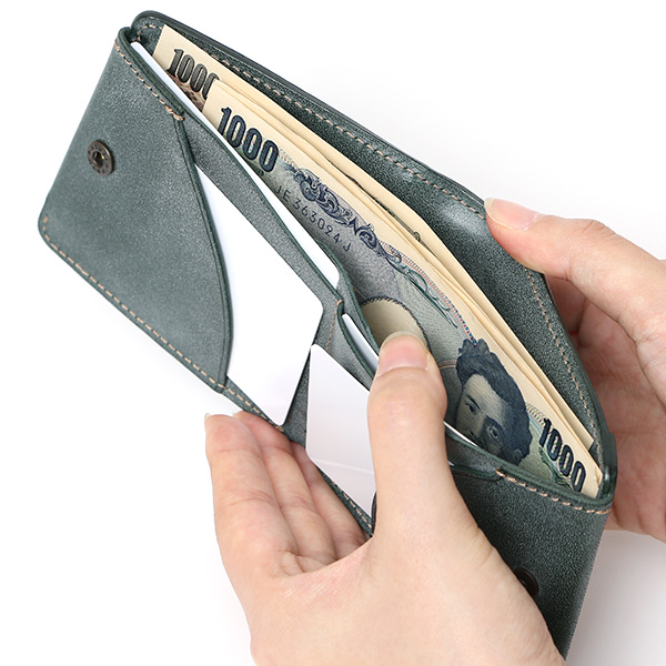  ボーデッサン(BEAU DESSIN) 本革 ミニ財布 二つ折り 日本製 レザー 財布 グリーン 緑色 メンズ レディース 二つ折り フルタンニン鞣し ミニ財布 小銭入れあり 小型 小さい 国産 ブランド 男性 女性 プレゼント ユニセックス ギフト