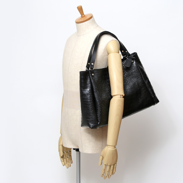 クロコ 型押し トートバッグ メンズ 本革 レザー 日本製 ブランド 軽量 ブラック 黒 黒色 ビジネスバッグ ビジネストート オフィスカジュアル A4 ワニ革 クロコダイル 金型押し レディース ユニセックス 男性 女性 ボーデッサン(BEAU DESSIN)