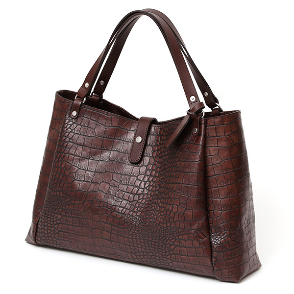  クロコ 型押し トートバッグ メンズ 本革 レザー 日本製 ブランド 軽量 ダークブラウン ブラウン 茶 茶色 ビジネスバッグ ビジネストート オフィスカジュアル A4 ワニ革 クロコダイル 金型押し レディース ユニセックス 男性 女性 ボーデッサン(BEAU DESSIN)