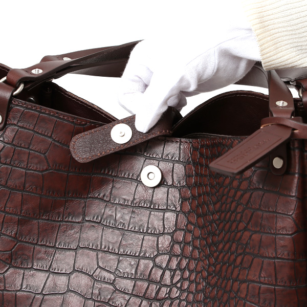  クロコ 型押し トートバッグ メンズ 本革 レザー 日本製 ブランド 軽量 ダークブラウン ブラウン 茶 茶色 ビジネスバッグ ビジネストート オフィスカジュアル A4 ワニ革 クロコダイル 金型押し レディース ユニセックス 男性 女性 ボーデッサン(BEAU DESSIN)