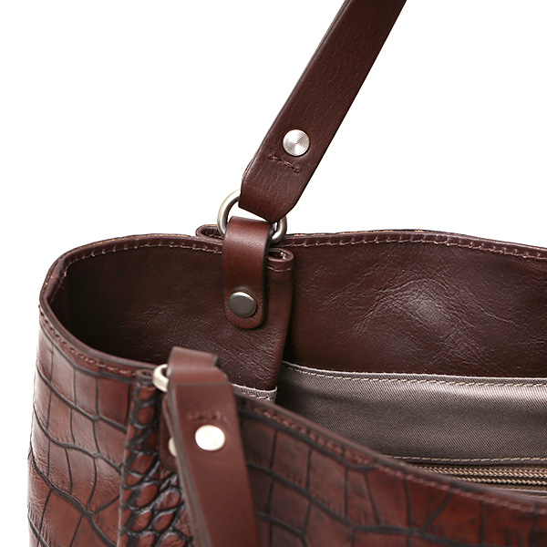  クロコ 型押し トートバッグ メンズ 本革 レザー 日本製 ブランド 軽量 ダークブラウン ブラウン 茶 茶色 ビジネスバッグ ビジネストート オフィスカジュアル A4 ワニ革 クロコダイル 金型押し レディース ユニセックス 男性 女性 ボーデッサン(BEAU DESSIN)