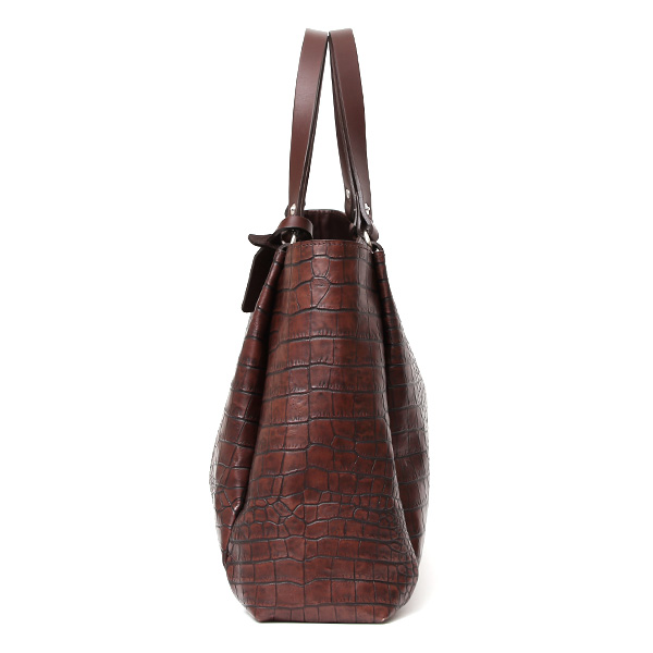  クロコ 型押し トートバッグ メンズ 本革 レザー 日本製 ブランド 軽量 ダークブラウン ブラウン 茶 茶色 ビジネスバッグ ビジネストート オフィスカジュアル A4 ワニ革 クロコダイル 金型押し レディース ユニセックス 男性 女性 ボーデッサン(BEAU DESSIN)