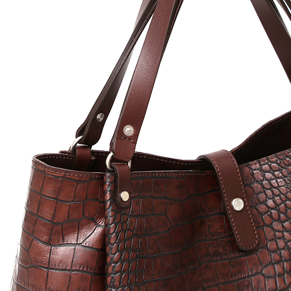  クロコ 型押し トートバッグ メンズ 本革 レザー 日本製 ブランド 軽量 ダークブラウン ブラウン 茶 茶色 ビジネスバッグ ビジネストート オフィスカジュアル A4 ワニ革 クロコダイル 金型押し レディース ユニセックス 男性 女性 ボーデッサン(BEAU DESSIN)