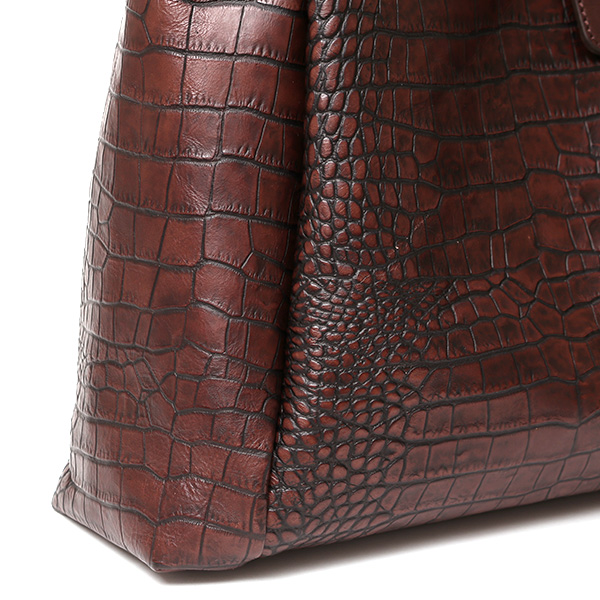  クロコ 型押し トートバッグ メンズ 本革 レザー 日本製 ブランド 軽量 ダークブラウン ブラウン 茶 茶色 ビジネスバッグ ビジネストート オフィスカジュアル A4 ワニ革 クロコダイル 金型押し レディース ユニセックス 男性 女性 ボーデッサン(BEAU DESSIN)