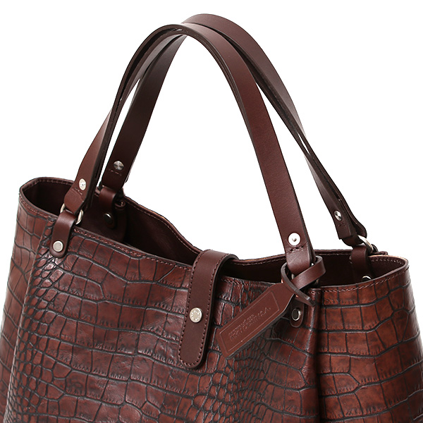  クロコ 型押し トートバッグ メンズ 本革 レザー 日本製 ブランド 軽量 ダークブラウン ブラウン 茶 茶色 ビジネスバッグ ビジネストート オフィスカジュアル A4 ワニ革 クロコダイル 金型押し レディース ユニセックス 男性 女性 ボーデッサン(BEAU DESSIN)