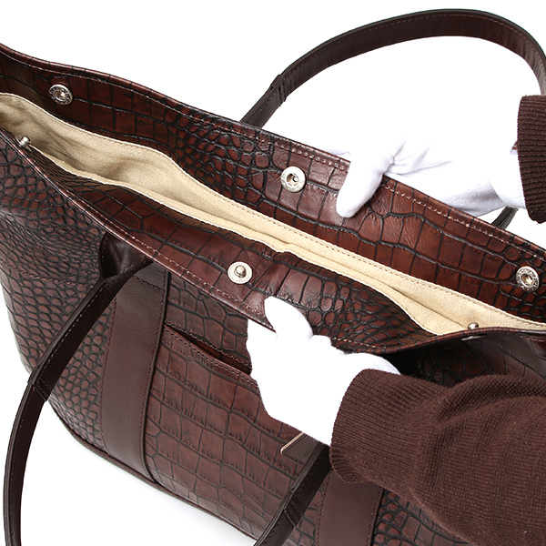 クロコ 型押し トートバッグ メンズ 本革 レザー 日本製 ブランド 軽量 ダークブラウン ブラウン 茶 茶色 ビジネスバッグ ビジネストート フォーマル スーツ A4 ワニ革 クロコダイル 金型押し レディース ユニセックス 男性 女性 ボーデッサン(BEAU DESSIN)