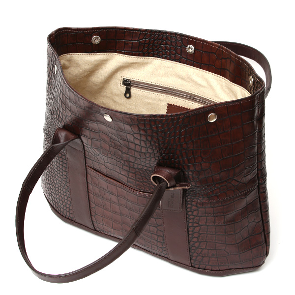 クロコ 型押し トートバッグ メンズ 本革 レザー 日本製 ブランド 軽量 ダークブラウン ブラウン 茶 茶色 ビジネスバッグ ビジネストート フォーマル スーツ A4 ワニ革 クロコダイル 金型押し レディース ユニセックス 男性 女性 ボーデッサン(BEAU DESSIN)