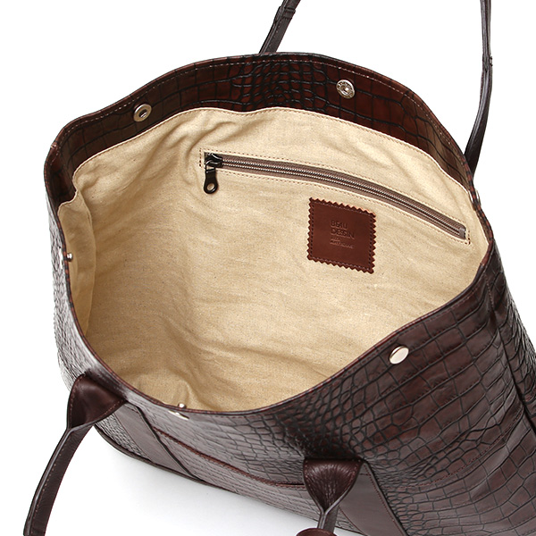 クロコ 型押し トートバッグ メンズ 本革 レザー 日本製 ブランド 軽量 ダークブラウン ブラウン 茶 茶色 ビジネスバッグ ビジネストート フォーマル スーツ A4 ワニ革 クロコダイル 金型押し レディース ユニセックス 男性 女性 ボーデッサン(BEAU DESSIN)