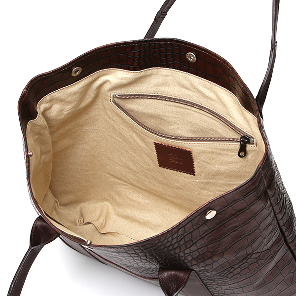 クロコ 型押し トートバッグ メンズ 本革 レザー 日本製 ブランド 軽量 ダークブラウン ブラウン 茶 茶色 ビジネスバッグ ビジネストート フォーマル スーツ A4 ワニ革 クロコダイル 金型押し レディース ユニセックス 男性 女性 ボーデッサン(BEAU DESSIN)