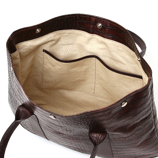 クロコ 型押し トートバッグ メンズ 本革 レザー 日本製 ブランド 軽量 ダークブラウン ブラウン 茶 茶色 ビジネスバッグ ビジネストート フォーマル スーツ A4 ワニ革 クロコダイル 金型押し レディース ユニセックス 男性 女性 ボーデッサン(BEAU DESSIN)