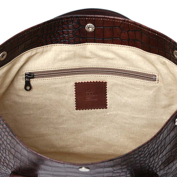 クロコ 型押し トートバッグ メンズ 本革 レザー 日本製 ブランド 軽量 ダークブラウン ブラウン 茶 茶色 ビジネスバッグ ビジネストート フォーマル スーツ A4 ワニ革 クロコダイル 金型押し レディース ユニセックス 男性 女性 ボーデッサン(BEAU DESSIN)