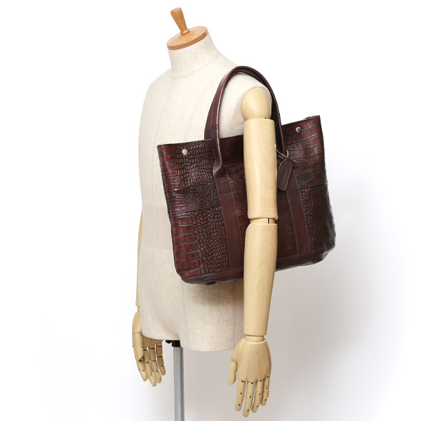 クロコ 型押し トートバッグ メンズ 本革 レザー 日本製 ブランド 軽量 ダークブラウン ブラウン 茶 茶色 ビジネスバッグ ビジネストート フォーマル スーツ A4 ワニ革 クロコダイル 金型押し レディース ユニセックス 男性 女性 ボーデッサン(BEAU DESSIN)