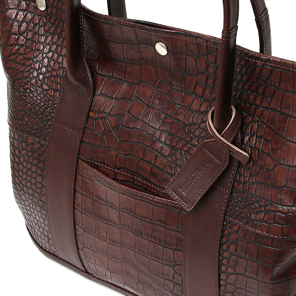クロコ 型押し トートバッグ メンズ 本革 レザー 日本製 ブランド 軽量 ダークブラウン ブラウン 茶 茶色 ビジネスバッグ ビジネストート フォーマル スーツ A4 ワニ革 クロコダイル 金型押し レディース ユニセックス 男性 女性 ボーデッサン(BEAU DESSIN)