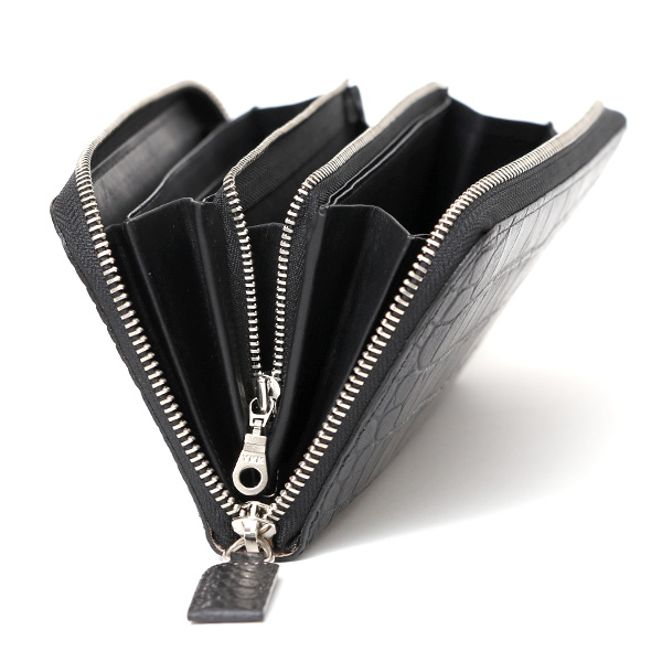  クロコ 型押し ラウンドファスナー 長財布 メンズ 本革 レザー 日本製 ブランド ブラック 黒 黒色 ワニ革 クロコダイル 金型押し 小銭入れ あり 高級 ギフト プレゼント レディース ユニセックス 男性 女性 ボーデッサン(BEAU DESSIN)