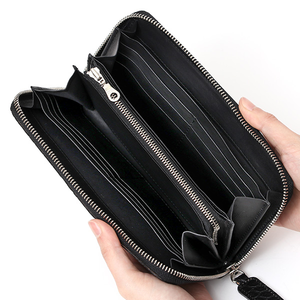  クロコ 型押し ラウンドファスナー 長財布 メンズ 本革 レザー 日本製 ブランド ブラック 黒 黒色 ワニ革 クロコダイル 金型押し 小銭入れ あり 高級 ギフト プレゼント レディース ユニセックス 男性 女性 ボーデッサン(BEAU DESSIN)