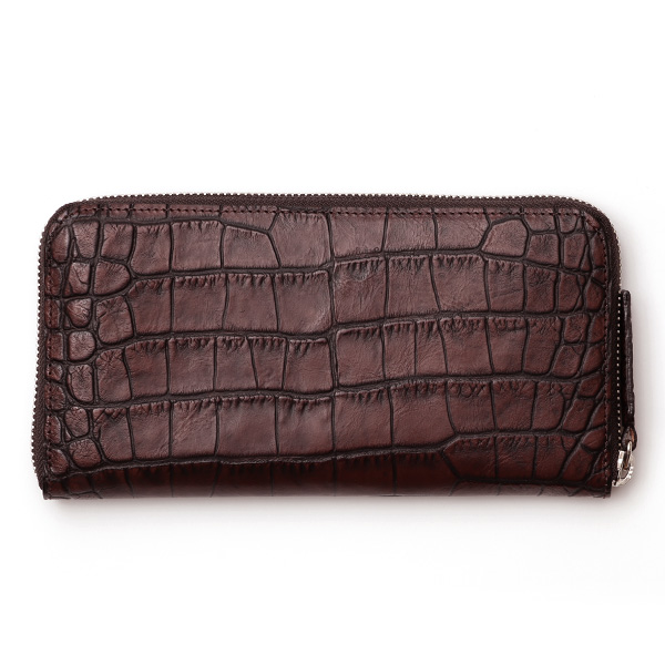  クロコ 型押し ラウンドファスナー 長財布 メンズ 本革 レザー 日本製 ブランド ダークブラウン ブラウン 茶 茶色 ワニ革 クロコダイル 金型押し 小銭入れ あり 高級 ギフト プレゼント レディース ユニセックス 男性 女性 ボーデッサン(BEAU DESSIN)