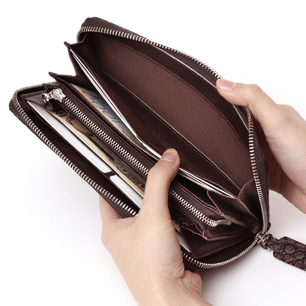  クロコ 型押し ラウンドファスナー 長財布 メンズ 本革 レザー 日本製 ブランド ダークブラウン ブラウン 茶 茶色 ワニ革 クロコダイル 金型押し 小銭入れ あり 高級 ギフト プレゼント レディース ユニセックス 男性 女性 ボーデッサン(BEAU DESSIN)