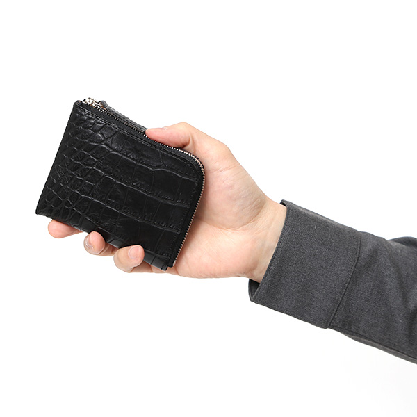  クロコ 型押し ミニ財布 メンズ 本革 レザー 日本製 ブランド ブラック 黒 黒色 L字 ワニ革 クロコダイル 金型押し 小銭入れ あり 高級 ギフト プレゼント レディース ユニセックス 男性 女性 ボーデッサン(BEAU DESSIN)