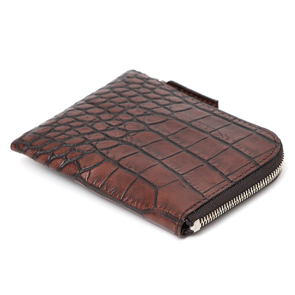  クロコ 型押し ミニ財布 メンズ 本革 レザー 日本製 ブランド ダークブラウン ブラウン 茶 茶色 L字 ワニ革 クロコダイル 金型押し 小銭入れ あり 高級 ギフト プレゼント レディース ユニセックス 男性 女性 ボーデッサン(BEAU DESSIN)