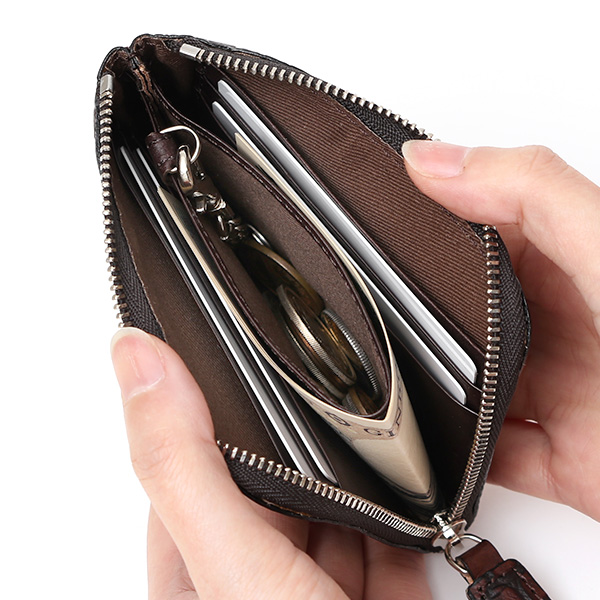  クロコ 型押し ミニ財布 メンズ 本革 レザー 日本製 ブランド ダークブラウン ブラウン 茶 茶色 L字 ワニ革 クロコダイル 金型押し 小銭入れ あり 高級 ギフト プレゼント レディース ユニセックス 男性 女性 ボーデッサン(BEAU DESSIN)