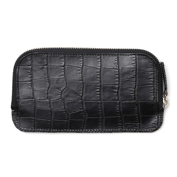  クロコ 型押し 長財布 束入れ 薄マチ メンズ 本革 レザー 日本製 ブランド ブラック 黒 黒色 ミニ財布 ワニ革 クロコダイル 金型押し 小銭入れ なし 高級 ギフト プレゼント レディース ユニセックス 男性 女性 ボーデッサン(BEAU DESSIN)