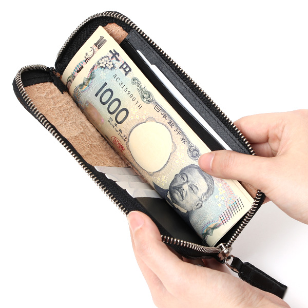  クロコ 型押し 長財布 束入れ 薄マチ メンズ 本革 レザー 日本製 ブランド ブラック 黒 黒色 ミニ財布 ワニ革 クロコダイル 金型押し 小銭入れ なし 高級 ギフト プレゼント レディース ユニセックス 男性 女性 ボーデッサン(BEAU DESSIN)