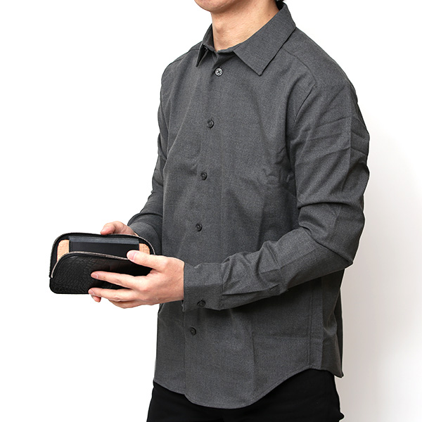  クロコ 型押し 長財布 束入れ 薄マチ メンズ 本革 レザー 日本製 ブランド ブラック 黒 黒色 ミニ財布 ワニ革 クロコダイル 金型押し 小銭入れ なし 高級 ギフト プレゼント レディース ユニセックス 男性 女性 ボーデッサン(BEAU DESSIN)