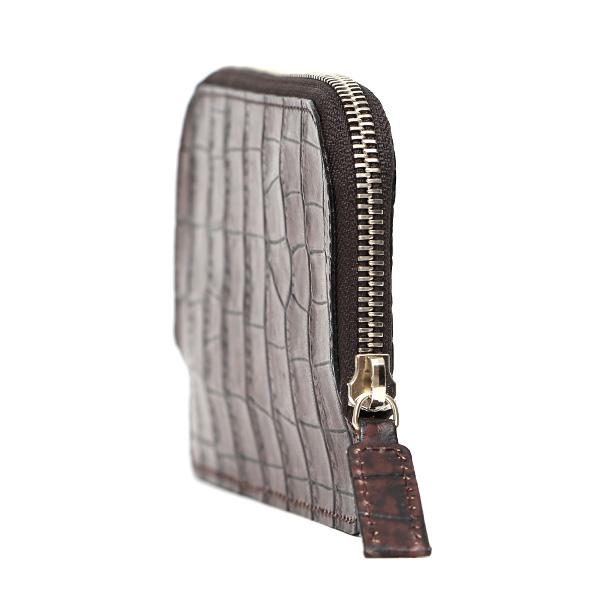 クロコ 型押し 長財布 束入れ 薄マチ メンズ 本革 レザー 日本製 ブランド ダークブラウン ブラウン 茶 茶色 ミニ財布 ワニ革 クロコダイル 金型押し 小銭入れ なし 高級 ギフト プレゼント レディース ユニセックス 男性 女性 ボーデッサン(BEAU DESSIN)