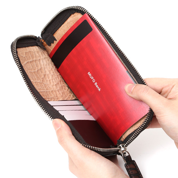 クロコ 型押し 長財布 束入れ 薄マチ メンズ 本革 レザー 日本製 ブランド ダークブラウン ブラウン 茶 茶色 ミニ財布 ワニ革 クロコダイル 金型押し 小銭入れ なし 高級 ギフト プレゼント レディース ユニセックス 男性 女性 ボーデッサン(BEAU DESSIN)