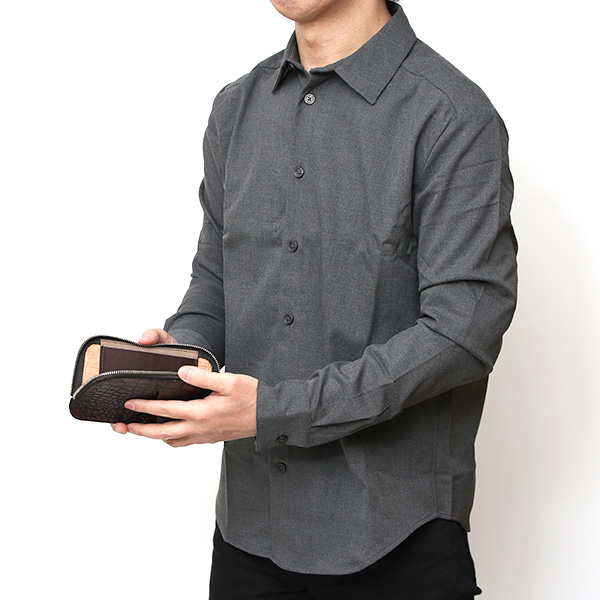 クロコ 型押し 長財布 束入れ 薄マチ メンズ 本革 レザー 日本製 ブランド ダークブラウン ブラウン 茶 茶色 ミニ財布 ワニ革 クロコダイル 金型押し 小銭入れ なし 高級 ギフト プレゼント レディース ユニセックス 男性 女性 ボーデッサン(BEAU DESSIN)