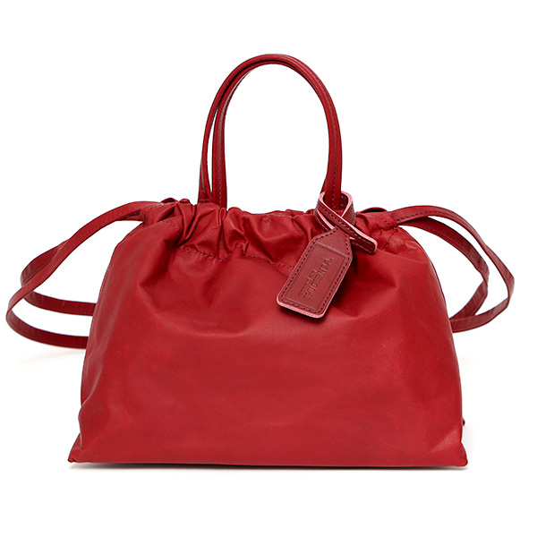 BEAU DESSIN(ボーデッサン) オリガミ 巾着レザーバッグ レッド