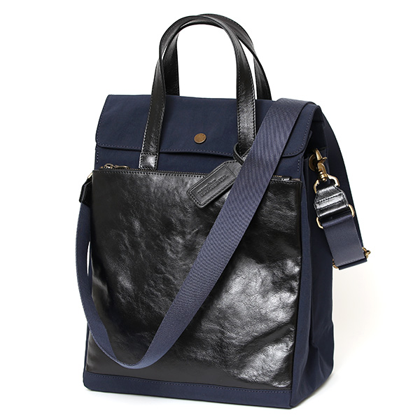  トートバッグ メンズ 縦型 ビジネスバッグ A4 13インチPC 15インチPC ブルー ネイビー 青色 トート 高密度ナイロン 本革 フラップ付き オフィスカジュアル おしゃれ 通勤 日本製 ブランド BEAU DESSIN ボーデッサン