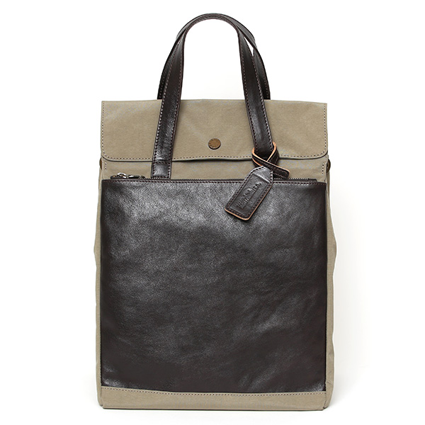 BEAU DESSIN(ボーデッサン) ザック×Mシュリンク フラップ付き縦型トートバッグ グレージュ