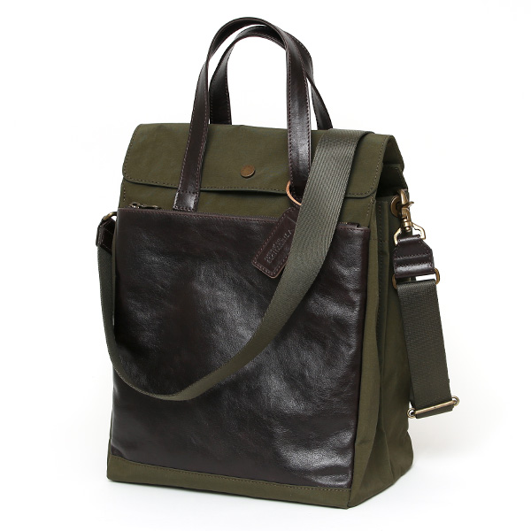  トートバッグ メンズ 縦型 ビジネスバッグ A4 13インチPC 15インチPC グリーン 緑色 トート 高密度ナイロン 本革 フラップ付き オフィスカジュアル おしゃれ 通勤 日本製 ブランド BEAU DESSIN ボーデッサン