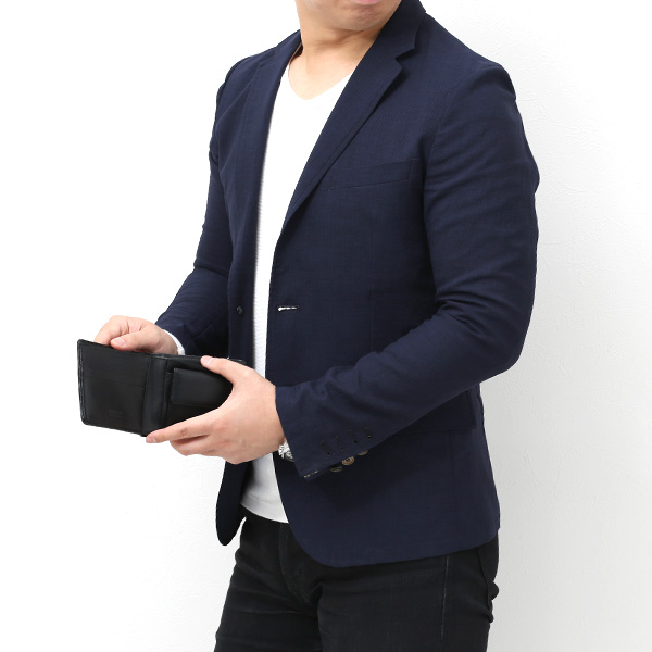  財布 メンズ 二つ折り 日本製 本革 ブラック 黒 黒色 レザー 財布 CARRYNEST(キャリーネスト)