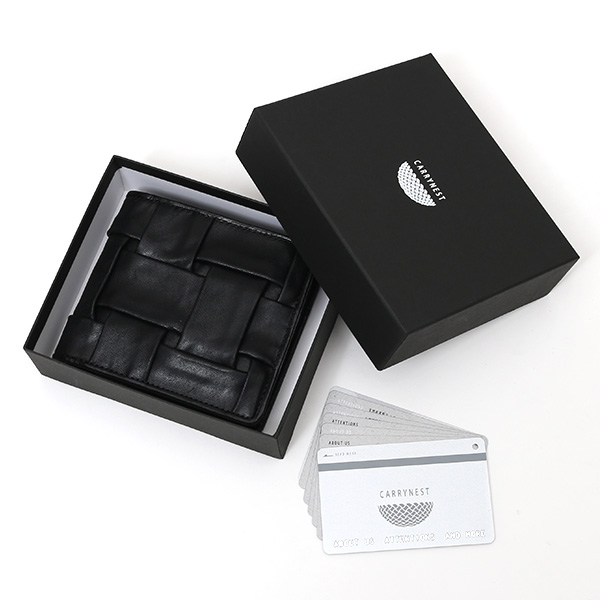  財布 メンズ 二つ折り 日本製 本革 ブラック 黒 黒色 レザー 財布 CARRYNEST(キャリーネスト)